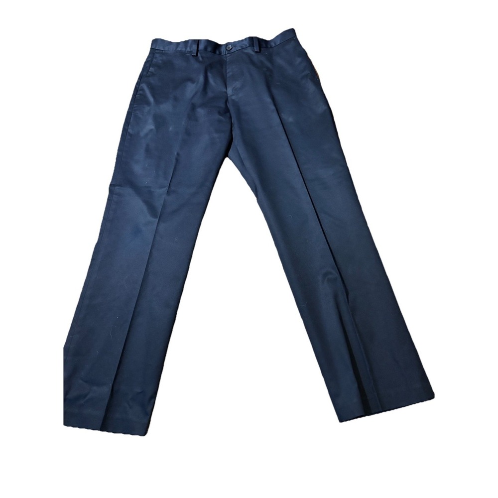 Buttoned Down Dress Chino‎ Pants Mens 35x32 Navy Relaxed Fit Flat Front Preppy